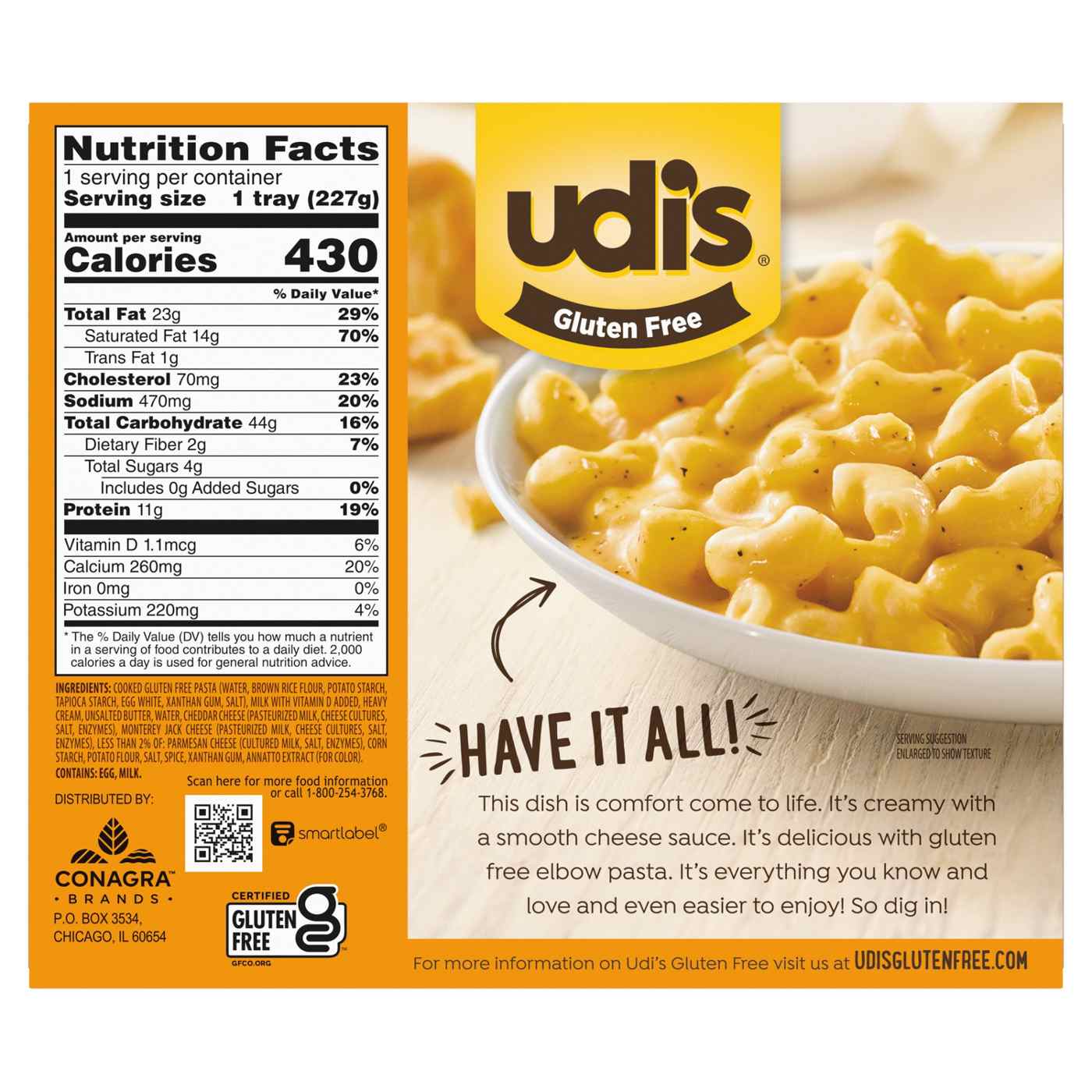 Udi's Gluten-Free Mac & Cheese Frozen Meal; image 6 of 7