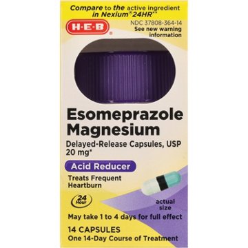 H-E-B Esomeprazole Magnesium 20 mg Capsules, 14 ct