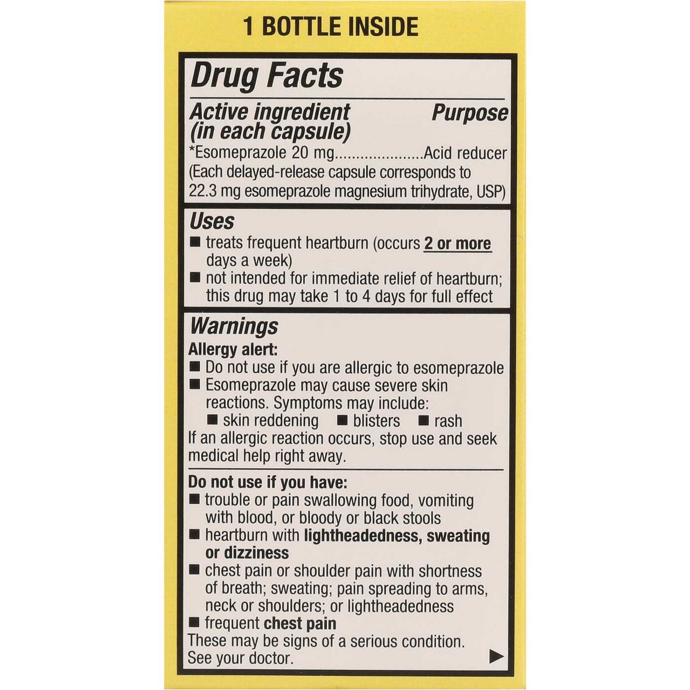 H-E-B Esomeprazole Magnesium 20 mg Capsules; image 2 of 3