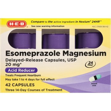 H-E-B Esomeprazole Magnesium Acid Reducer Capsules – 20 mg, 42-ct