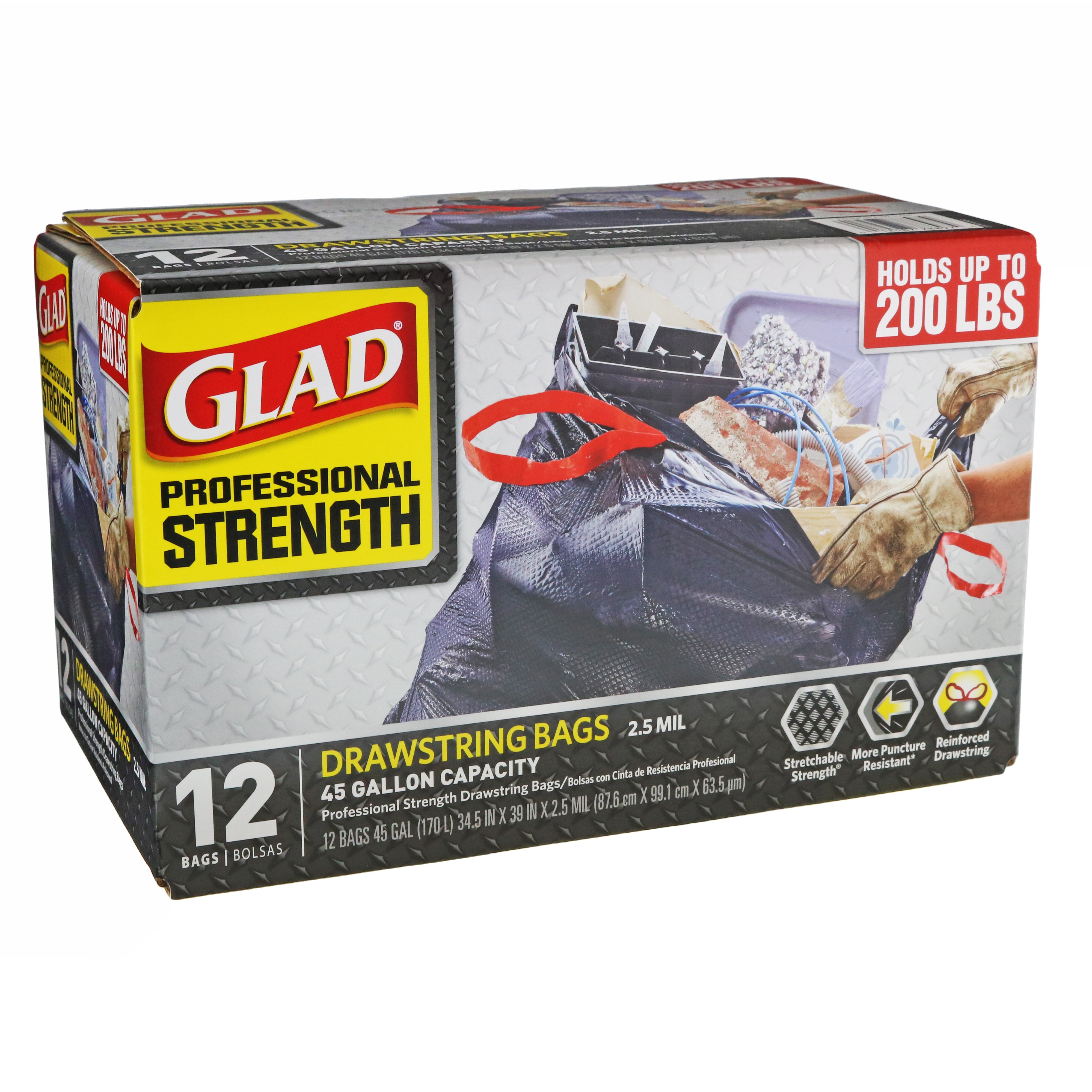 Glad Professional Strength Drawstring 45 Gallon Trash Bags Shop Trash