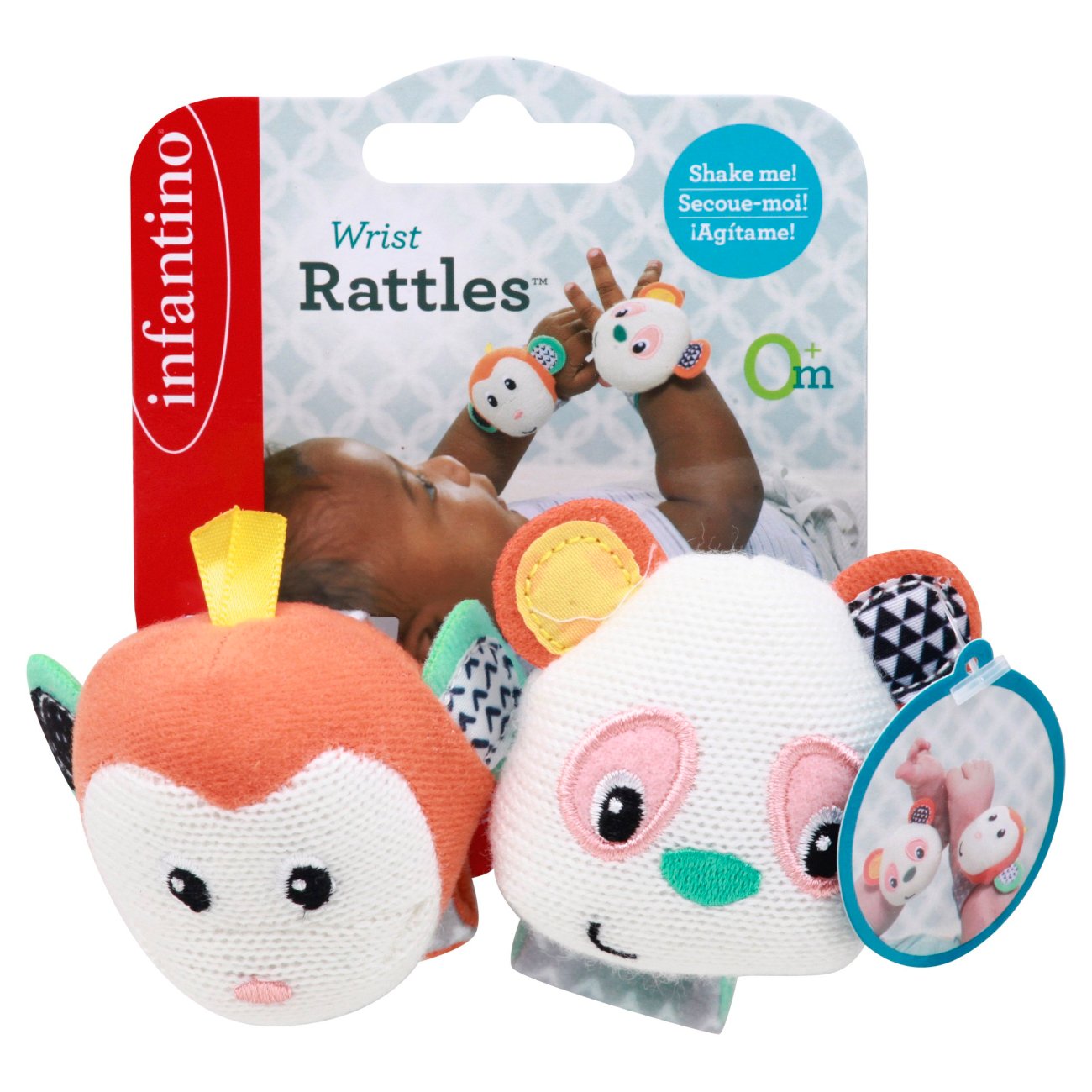 Infantino Wrist Rattles Panda & Monkey - Shop Baby Toys at H-E-B