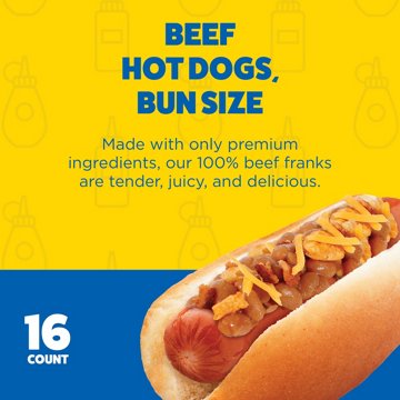 Ball Park Bun Size Uncured Beef Hot Dogs, 30 oz