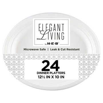 Elegant Living by H-E-B Oval Paper Platters, 24 ct