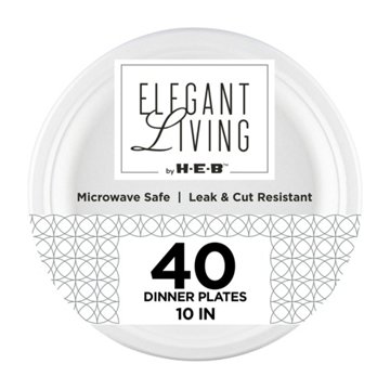 Elegant Living by H-E-B 10" Round Paper Plates, 40 ct