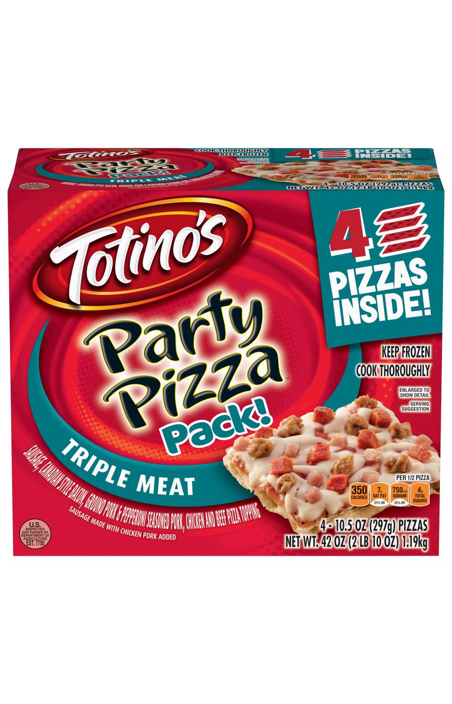Totino's Triple Meat Party Pizza Pack; image 1 of 3
