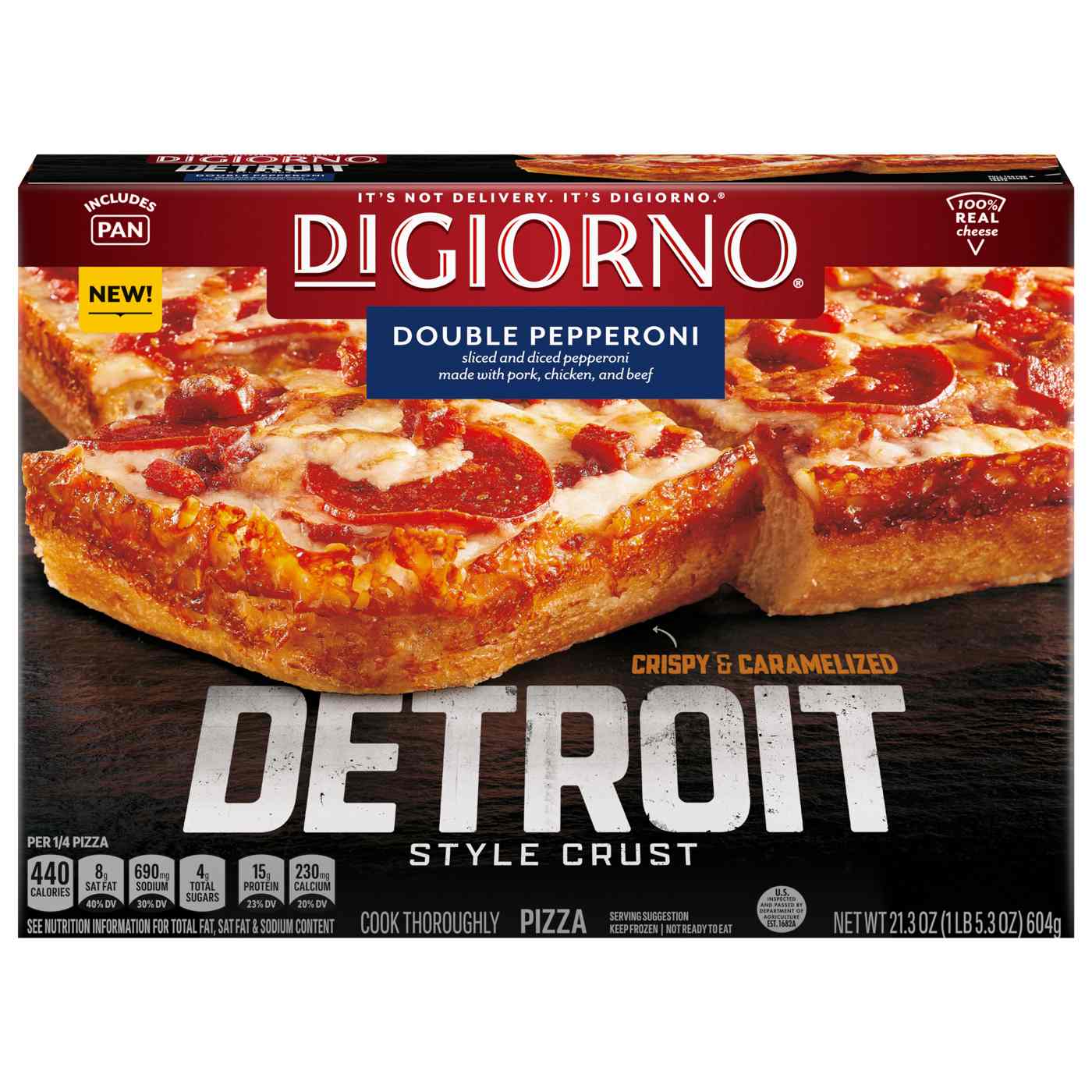DiGiorno Detroit Style Crust Frozen Pizza - Double Pepperoni ; image 1 of 6