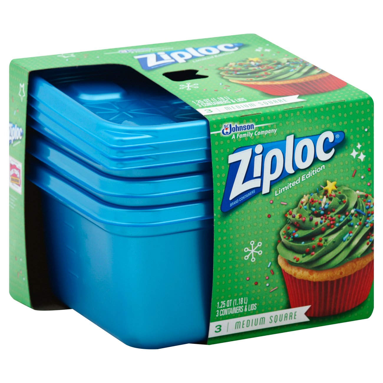 Ziploc Holiday Blue Medium Square Containers Shop Containers at HEB