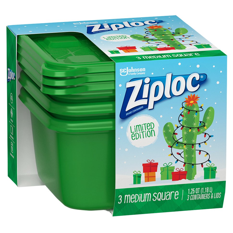 Ziploc Holiday Green Medium Square Containers Shop Containers at HEB