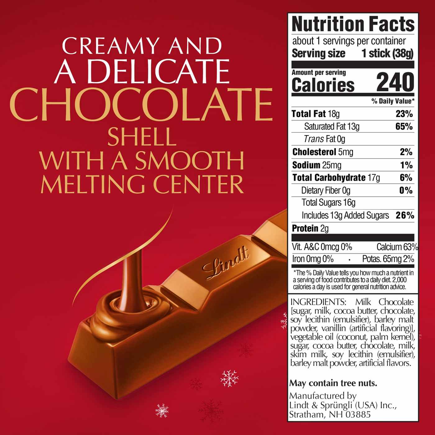 Lindt Lindor Milk Chocolate Truffle Christmas Bar; image 2 of 4