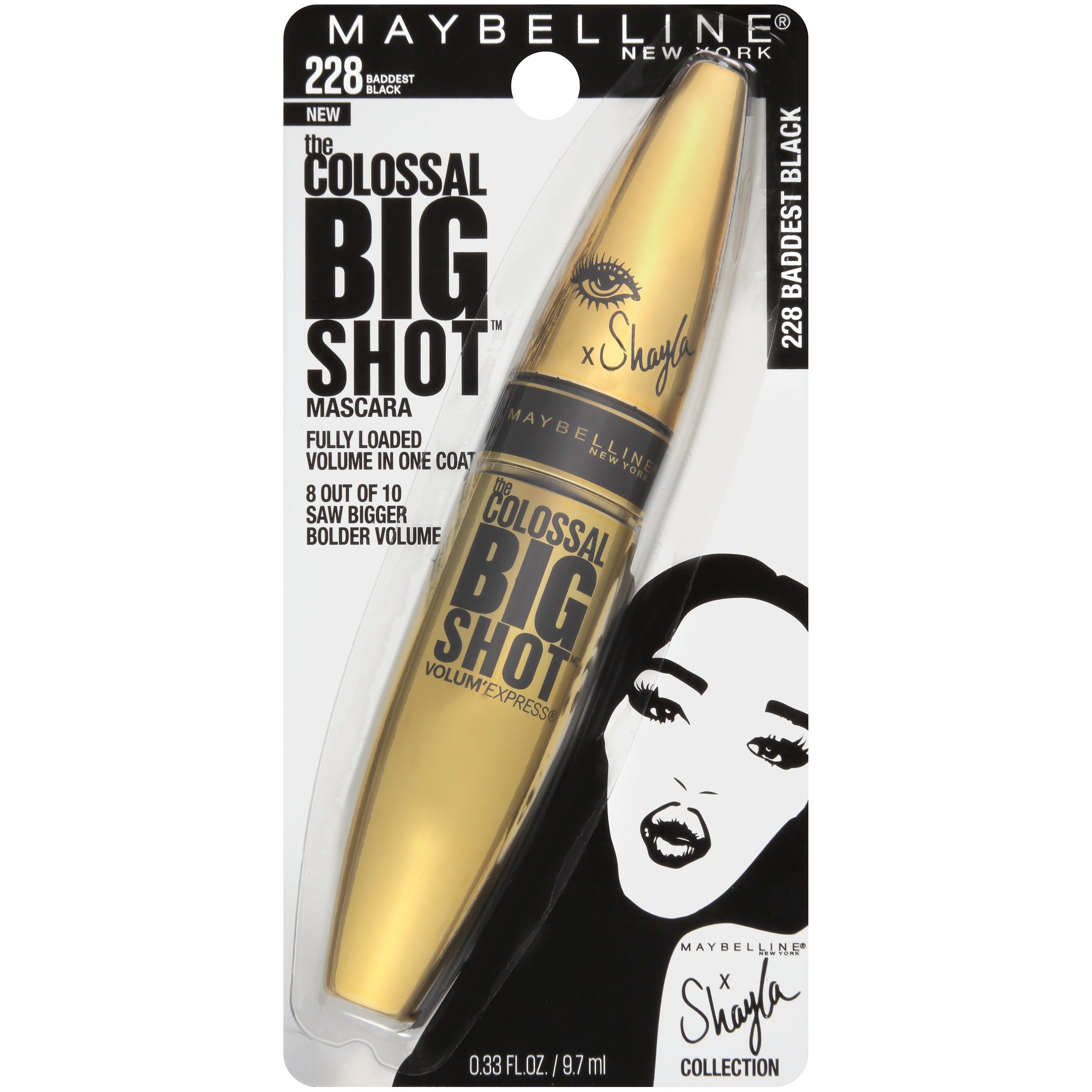 Maybelline Volum Express The Colossal Big Shot Washable Mascara, Blackest  Black