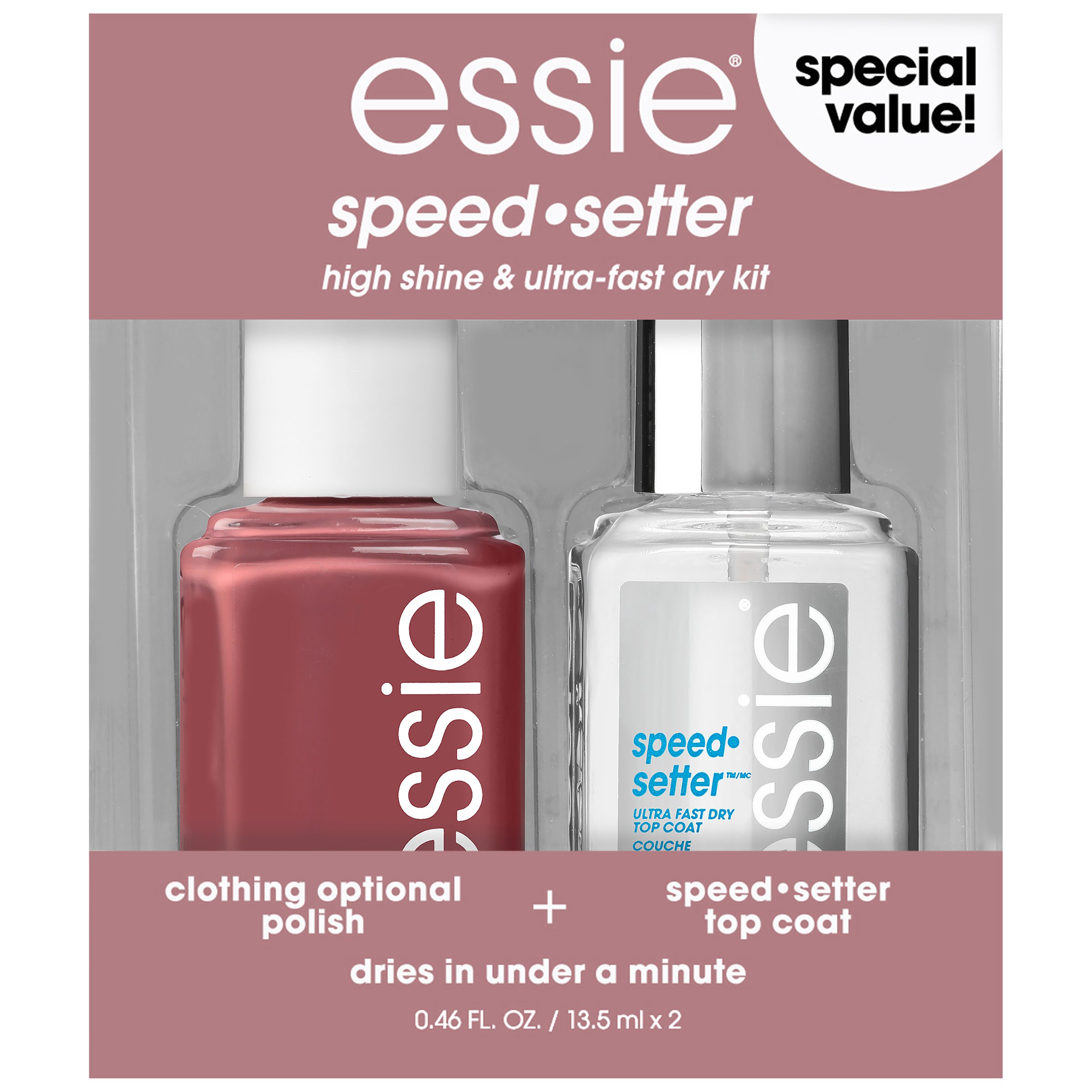 essie Speed.Setter Top Coat & Nail Polish Kit Clothing Optional