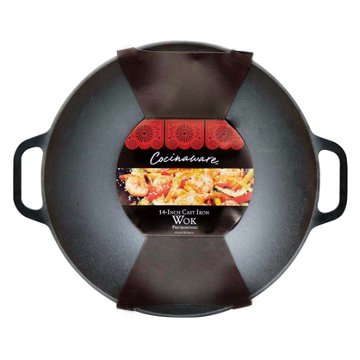 Cocinaware Pre-Seasoned Cast Iron Wok, 14"