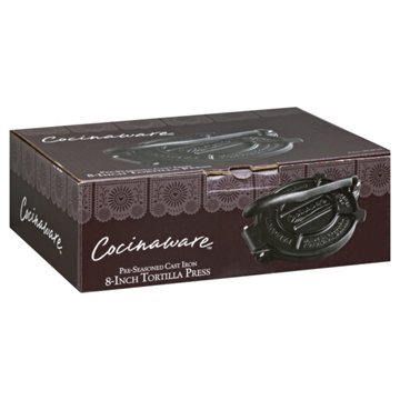 Cocinaware Pre-Seasoned Cast Iron Tortilla Press, 8"