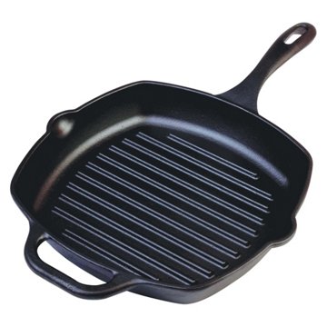 Cocinaware Pre-Seasoned Cast Iron Square Grill Pan, 10"