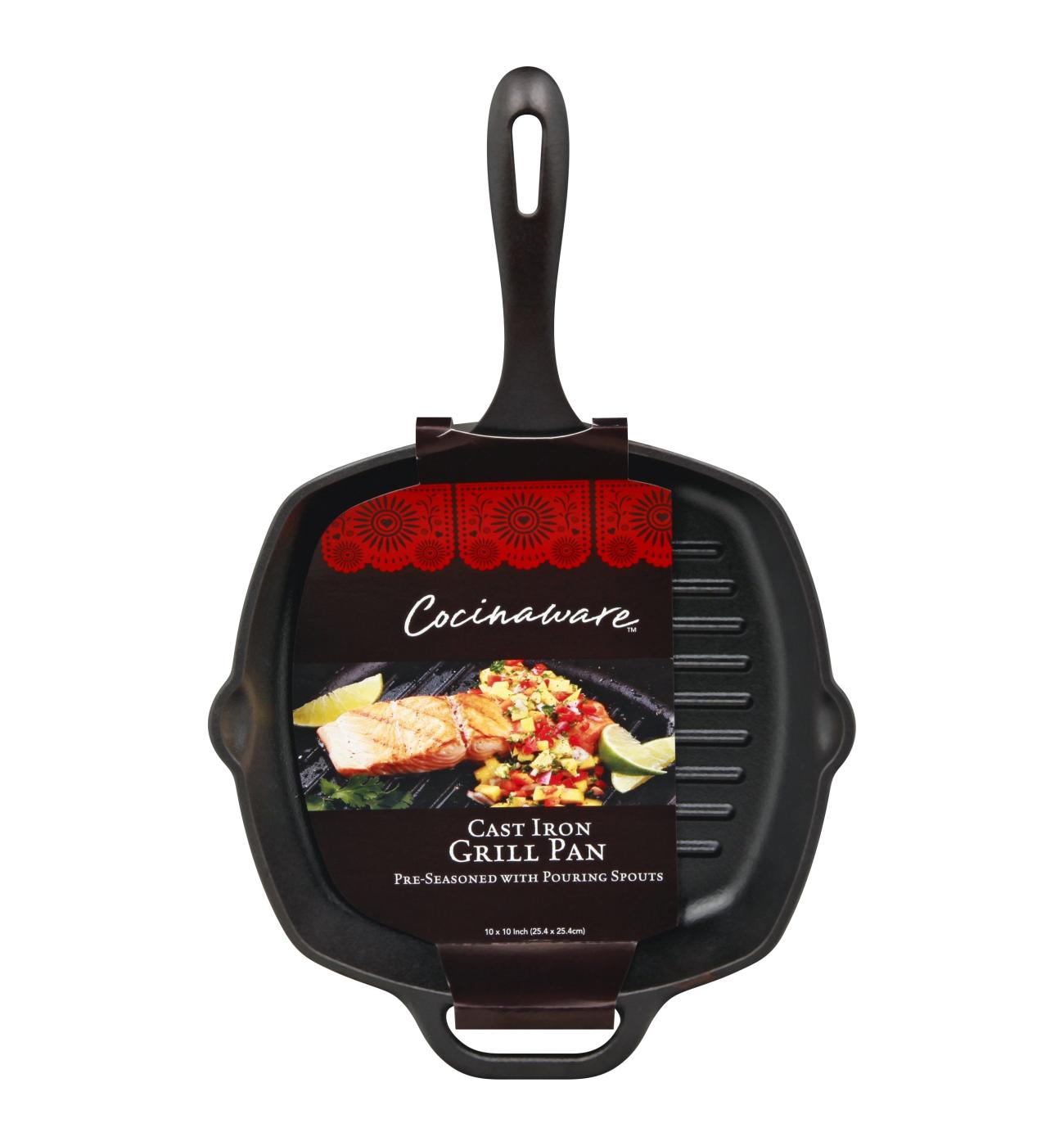 Cocinaware Pre-Seasoned Cast Iron Square Grill Pan; image 2 of 2