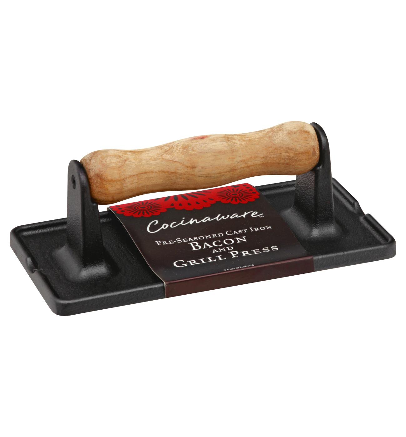 Cocinaware Pre-Seasoned Cast Iron Bacon & Grill Press; image 1 of 3