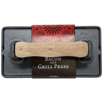 Cocinaware Pre-Seasoned Cast Iron Bacon & Grill Press, 9"