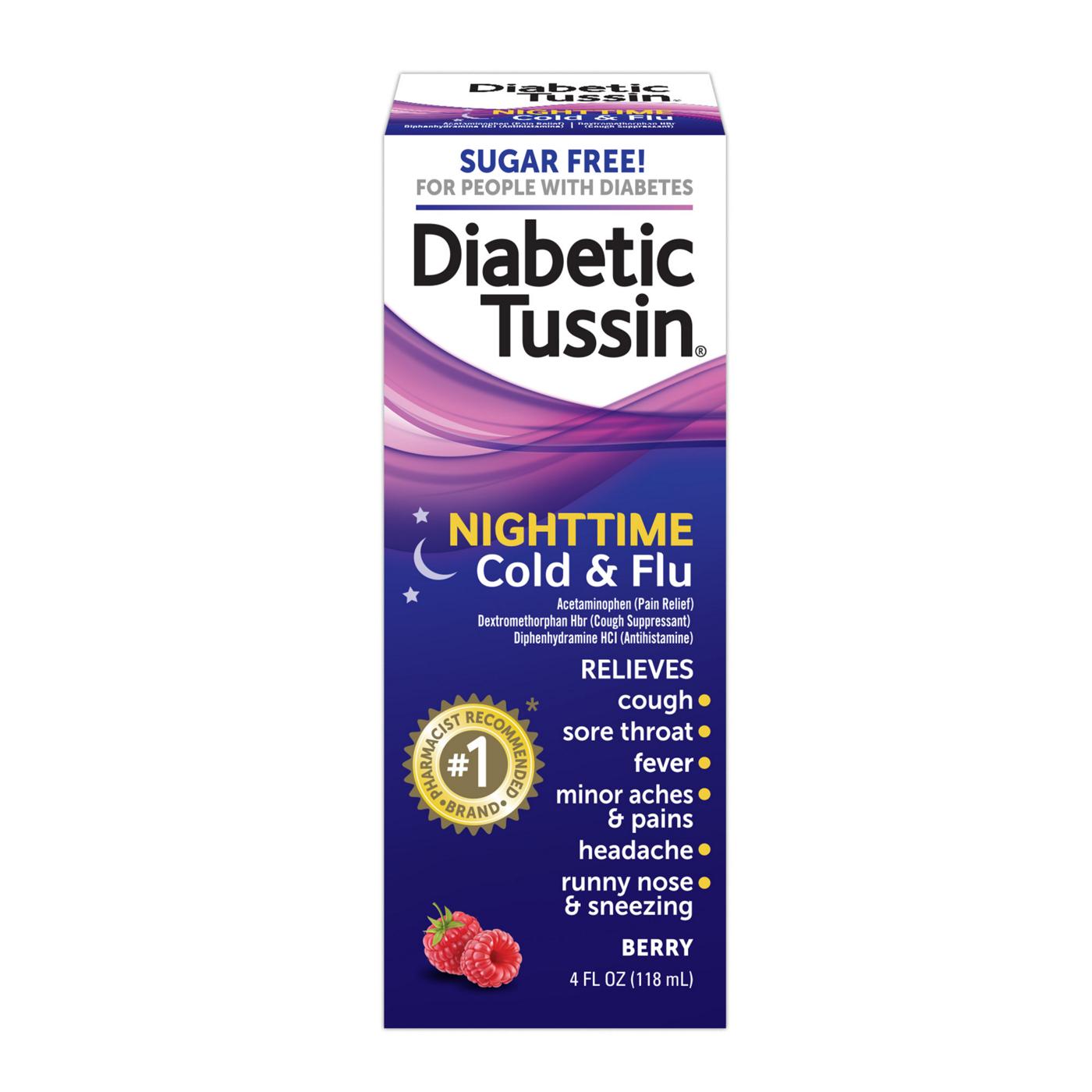Diabetic Tussin Nighttime Cold & Flu Liquid - Berry; image 1 of 2