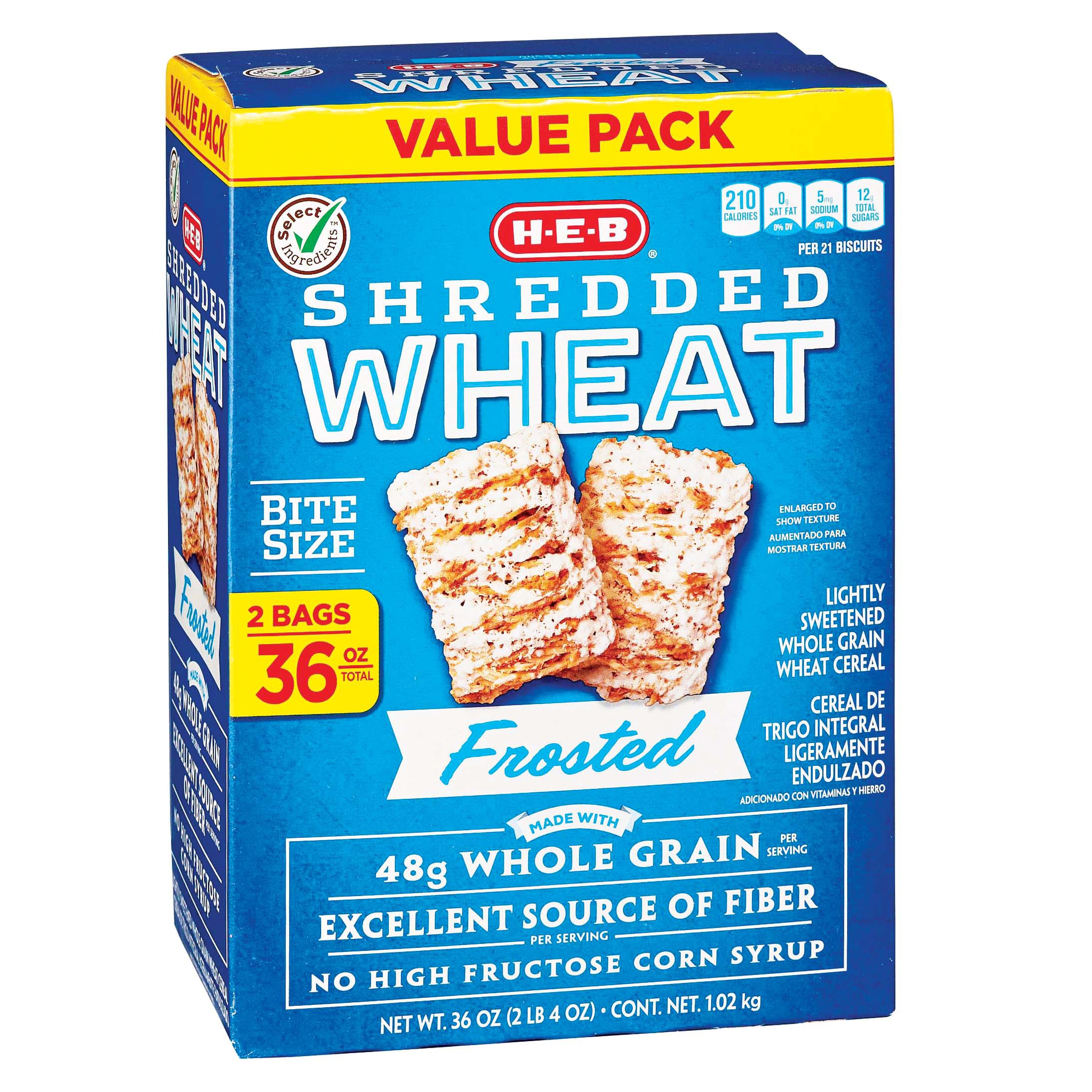 H E B Frosted Shredded Wheat Value Pack
