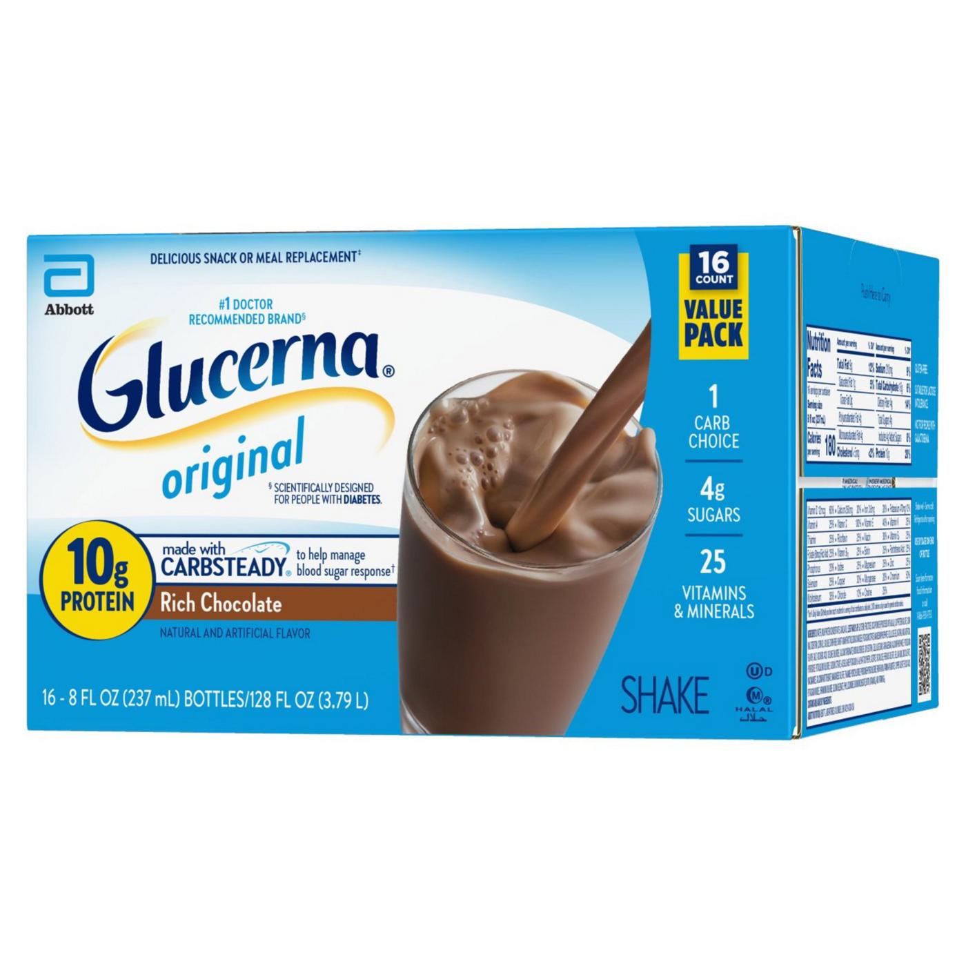 Glucerna 10g Protein Diabetes Nutritional Shake - Rich Chocolate, 8 fl oz Bottles; image 10 of 12