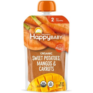 Happy Baby Clearly Crafted Stage 2 Sweet Potatoes Mangos & Carrots Baby Food Pouch
