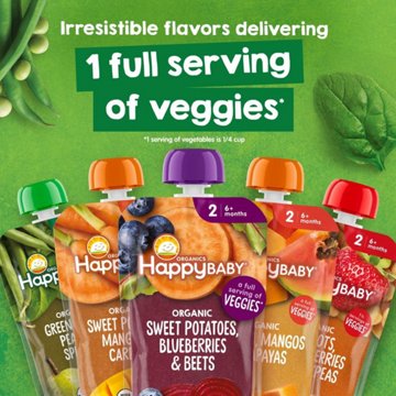 Happy Baby Clearly Crafted Stage 2 Sweet Potatoes Mangos & Carrots Baby Food Pouch
