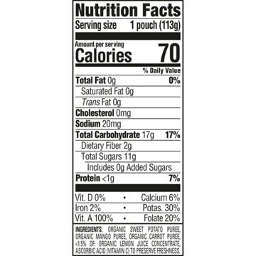 Happy Baby Clearly Crafted Stage 2 Sweet Potatoes Mangos & Carrots Baby Food Pouch