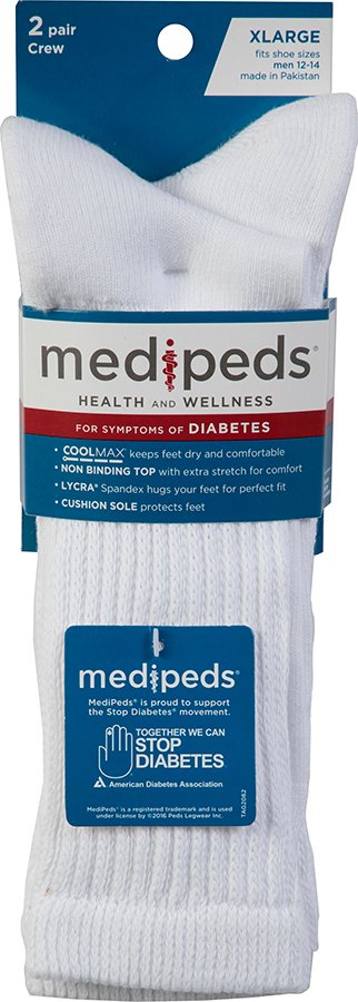 MediPeds Diabetic Socks X-large White - Shop Socks & Hose at H-E-B