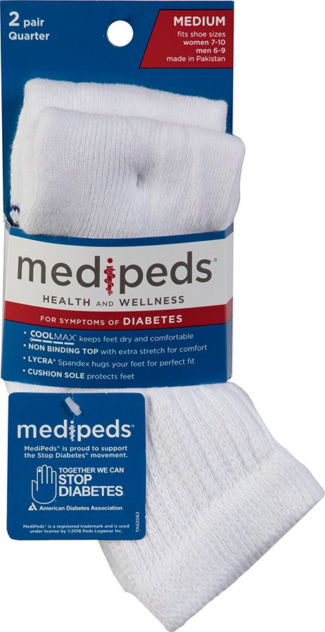 MediPeds Diabetic Quarter Socks Medium White - Shop Socks & Hose at H-E-B