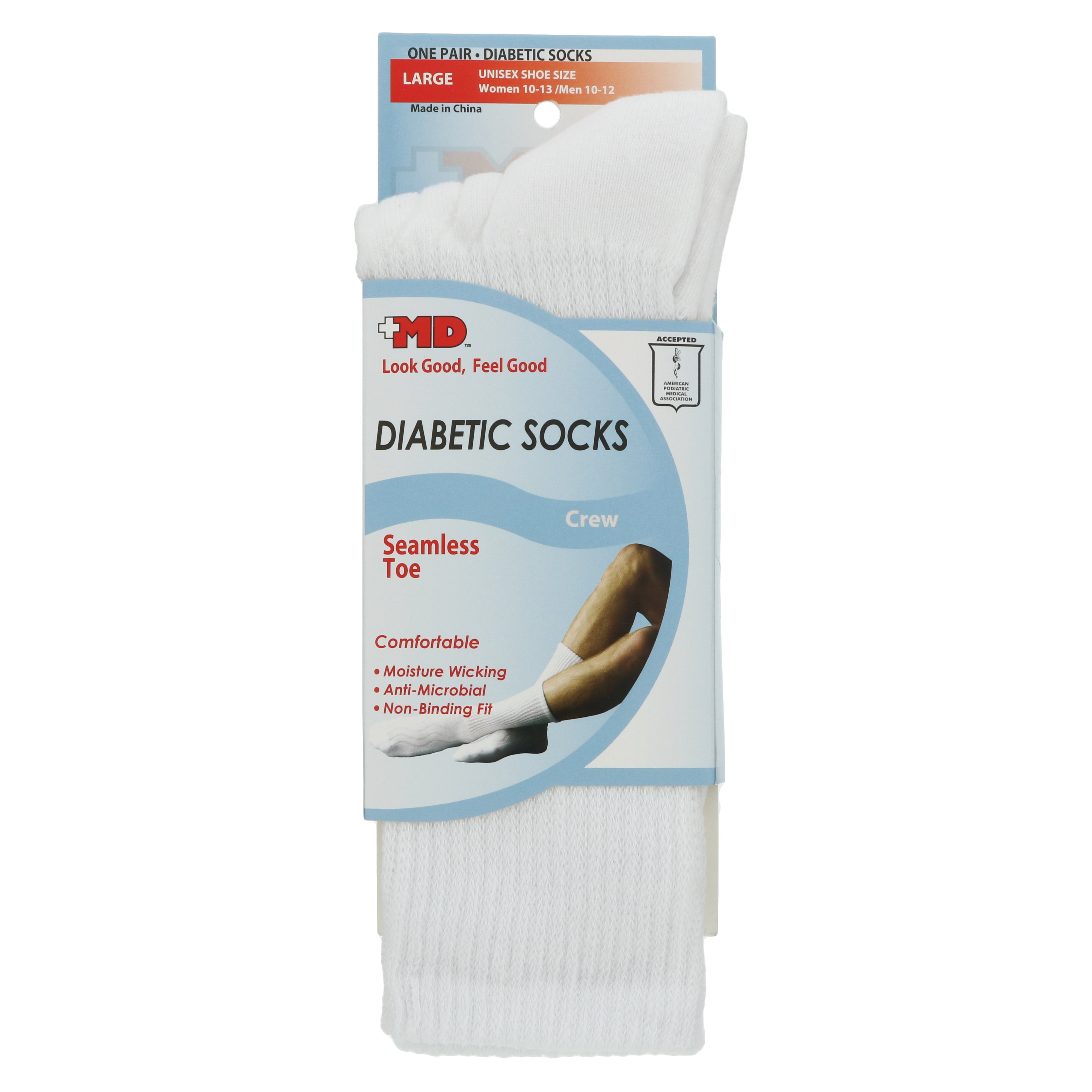 +MD Seamless Comfort Diabetic Crew Socks Large Shop Socks & Hose at HEB