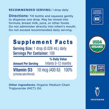 Mommy's Bliss Baby Vitamin D Organic Drops, 0.11 FL OZ