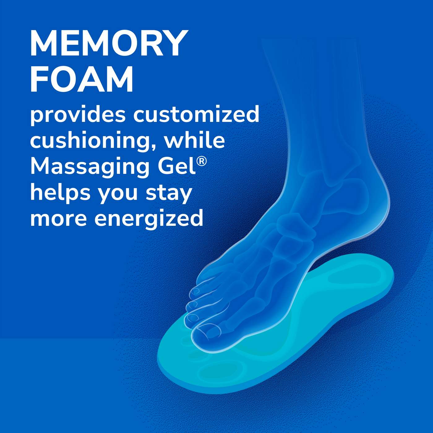 Memory Foam Insoles with Massaging Gel®