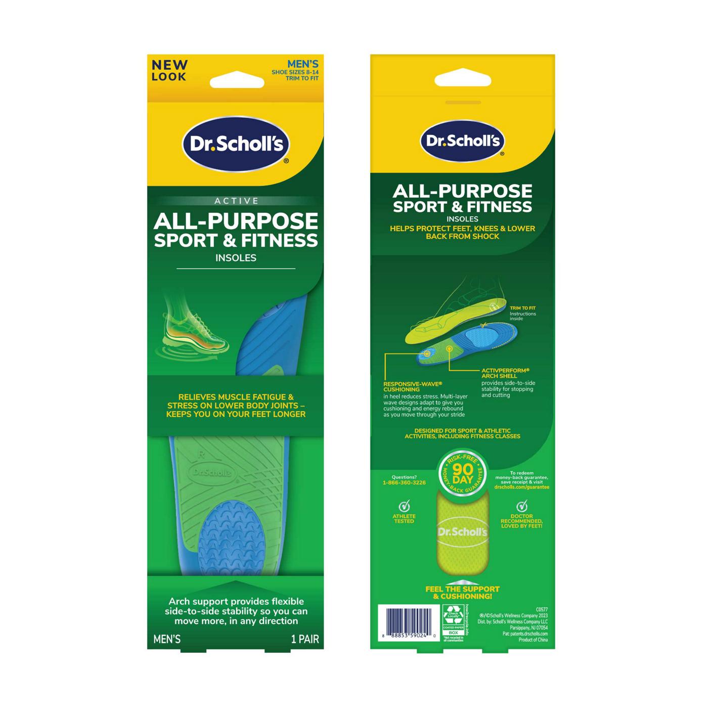 Dr. Scholl's All-Purpose Sport & Fitness Comfort Insoles, Men's, 1 Pair, Trim to Fit; image 9 of 10