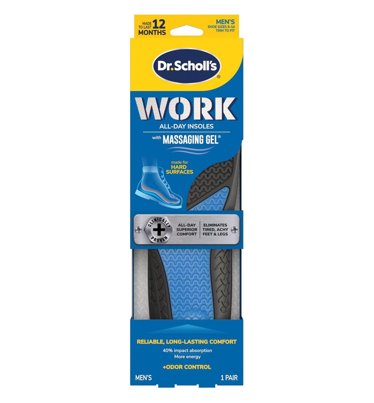 Dr. Scholl's Work All-Day Superior Comfort Insoles with Massaging Gel - Men's Trim to Fit; image 1 of 10