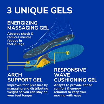 Dr. Scholl's Comfort and Energy Massaging Gel Insoles, Men's Size 8-14, 1 Pair