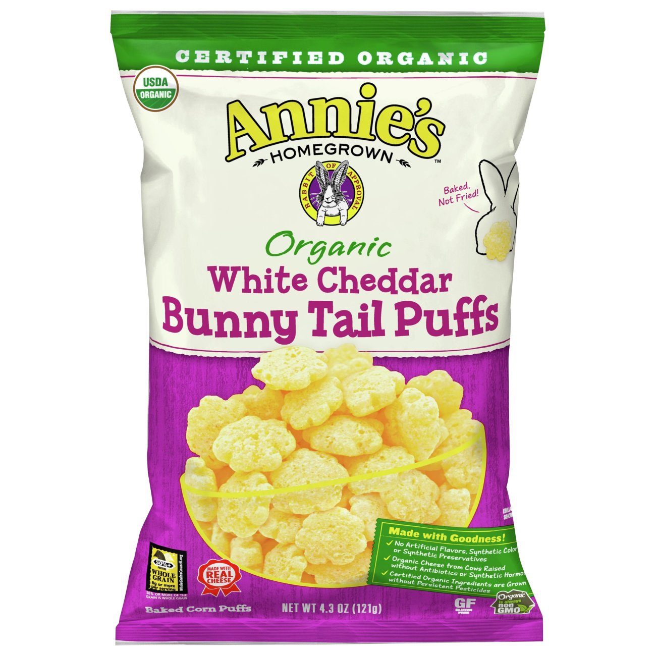 Annie's Homegrown Organic White Cheddar Bunny Tail Puffs Shop Chips