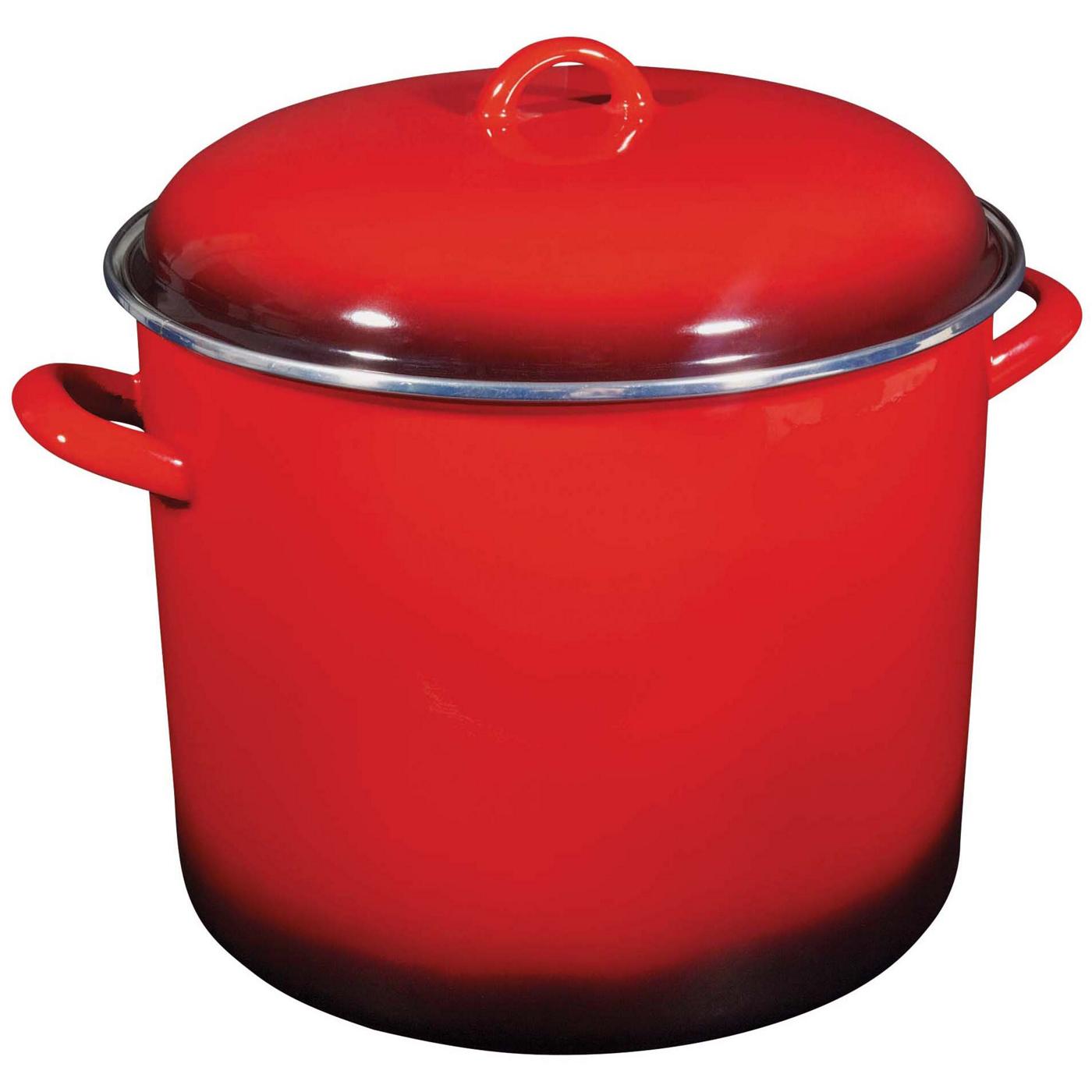 Cocinaware Red Enamel Stock Pot; image 1 of 2