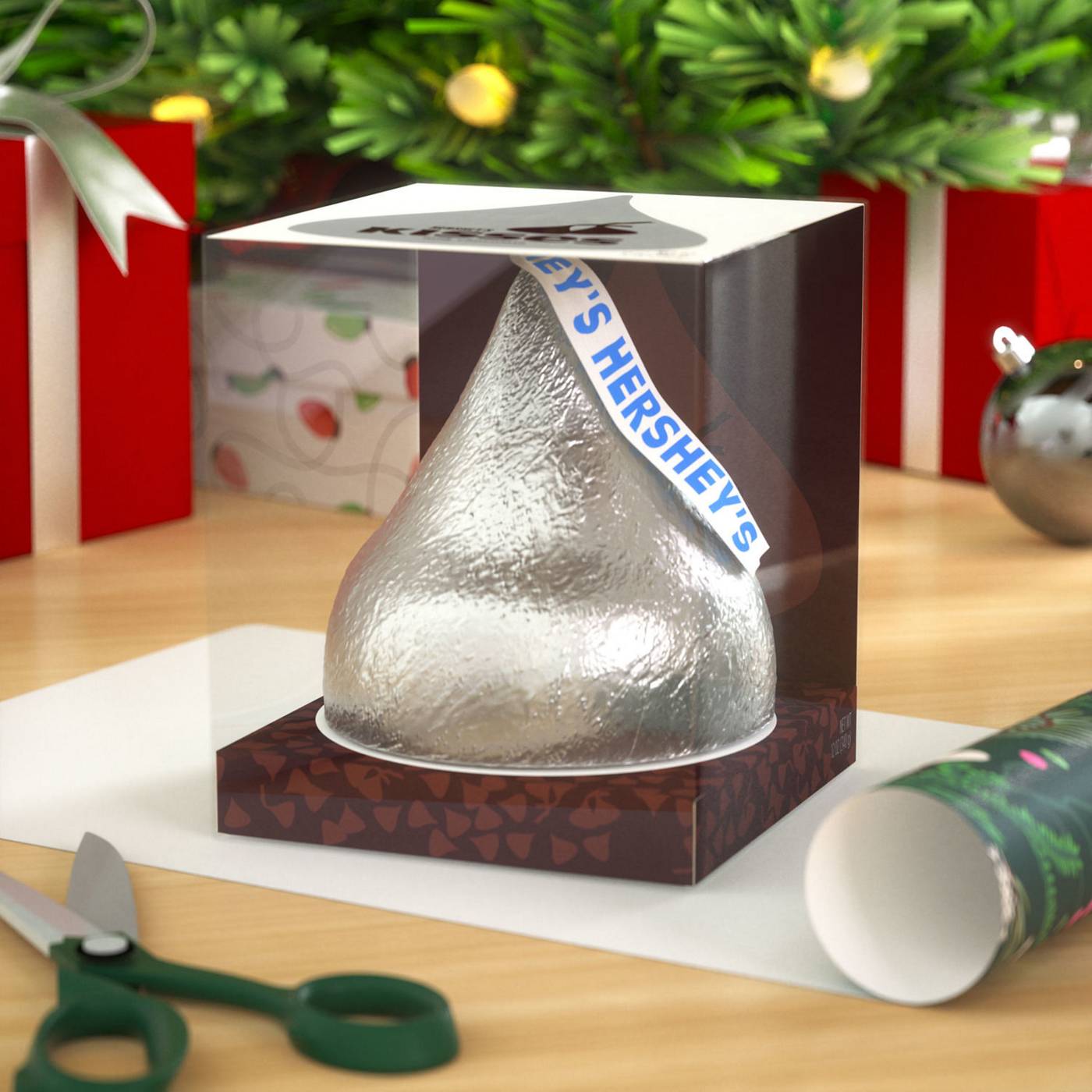 Hershey's Kisses Giant Solid Milk Chocolate Christmas Candy Gift Box ...