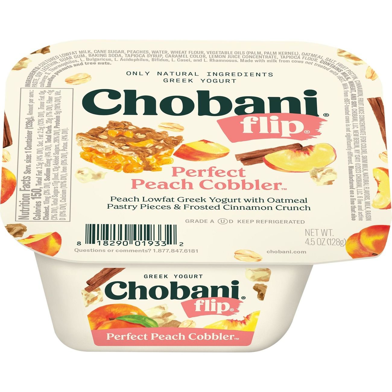 Chobani Flip Low-Fat Perfect Peach Cobbler Greek Yogurt, 4.5 oz