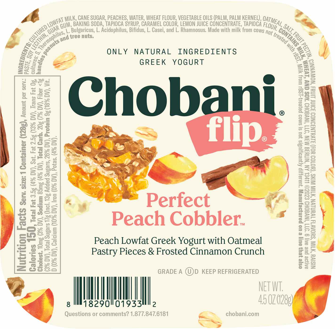 Chobani Flip Low-Fat Perfect Peach Cobbler Greek Yogurt; image 2 of 2