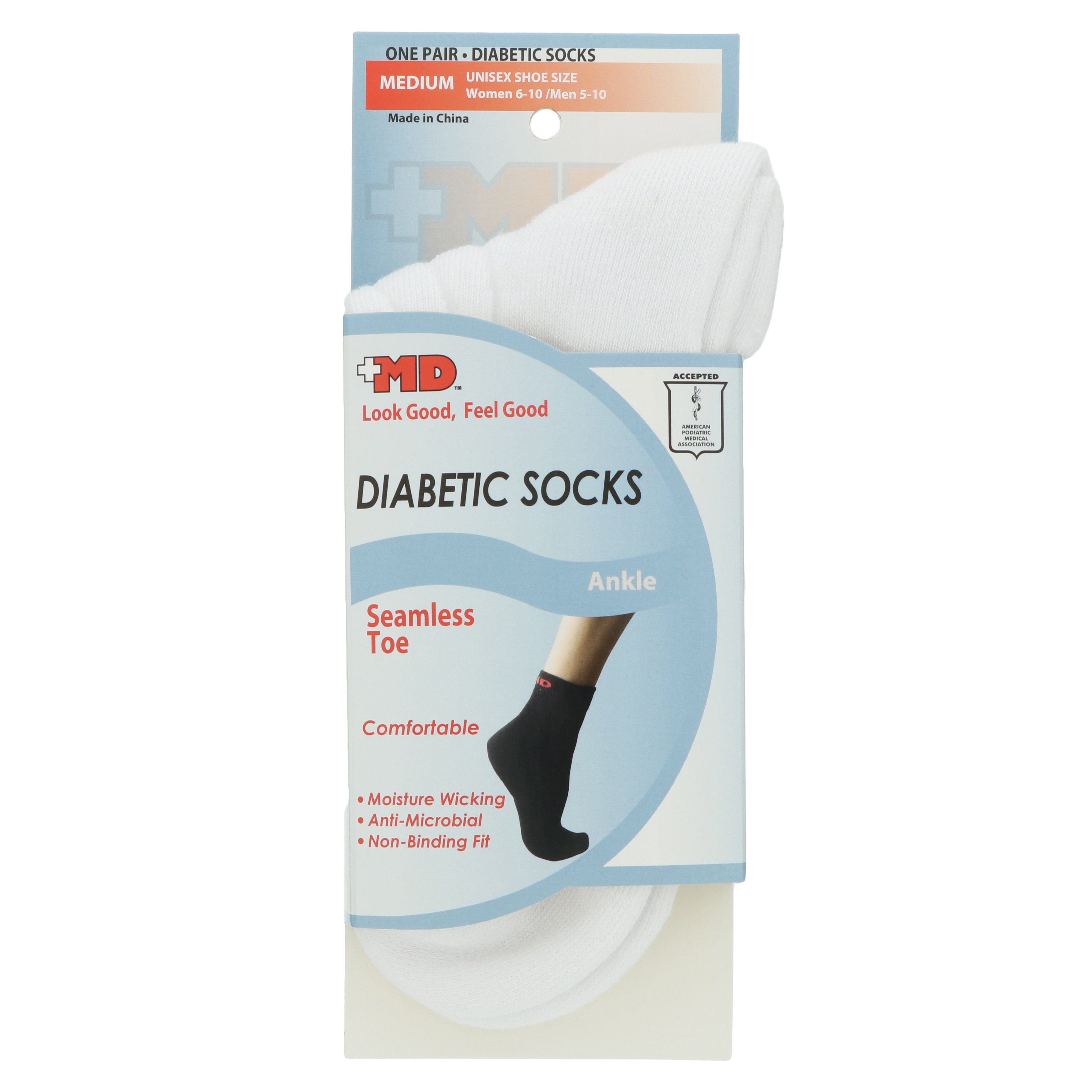 +MD Seamless Comfort Diabetic Ankle Socks Medium Shop Socks & Hose at