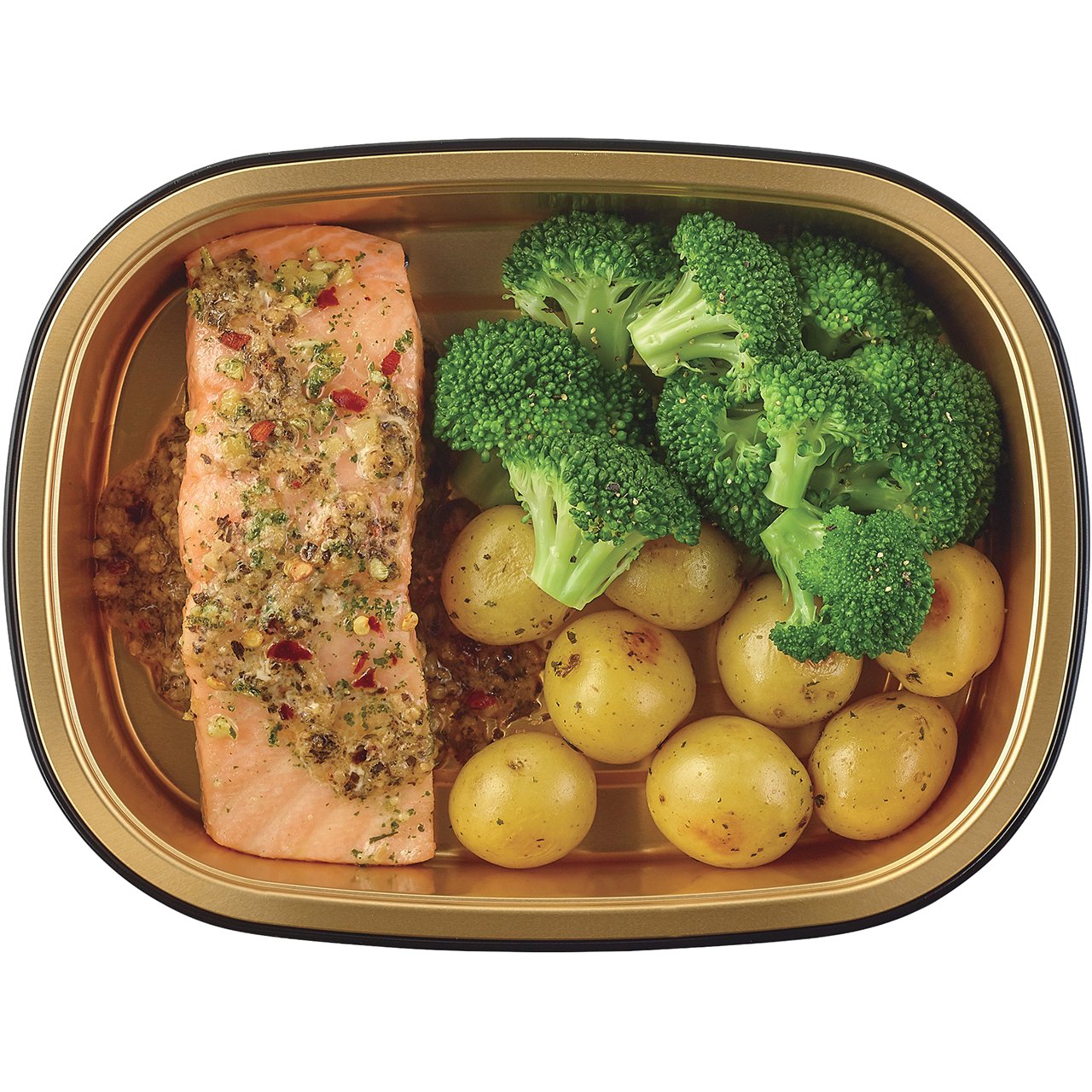 HEB Meal Simple Garlic Pesto Atlantic Salmon Portion with Broccoli