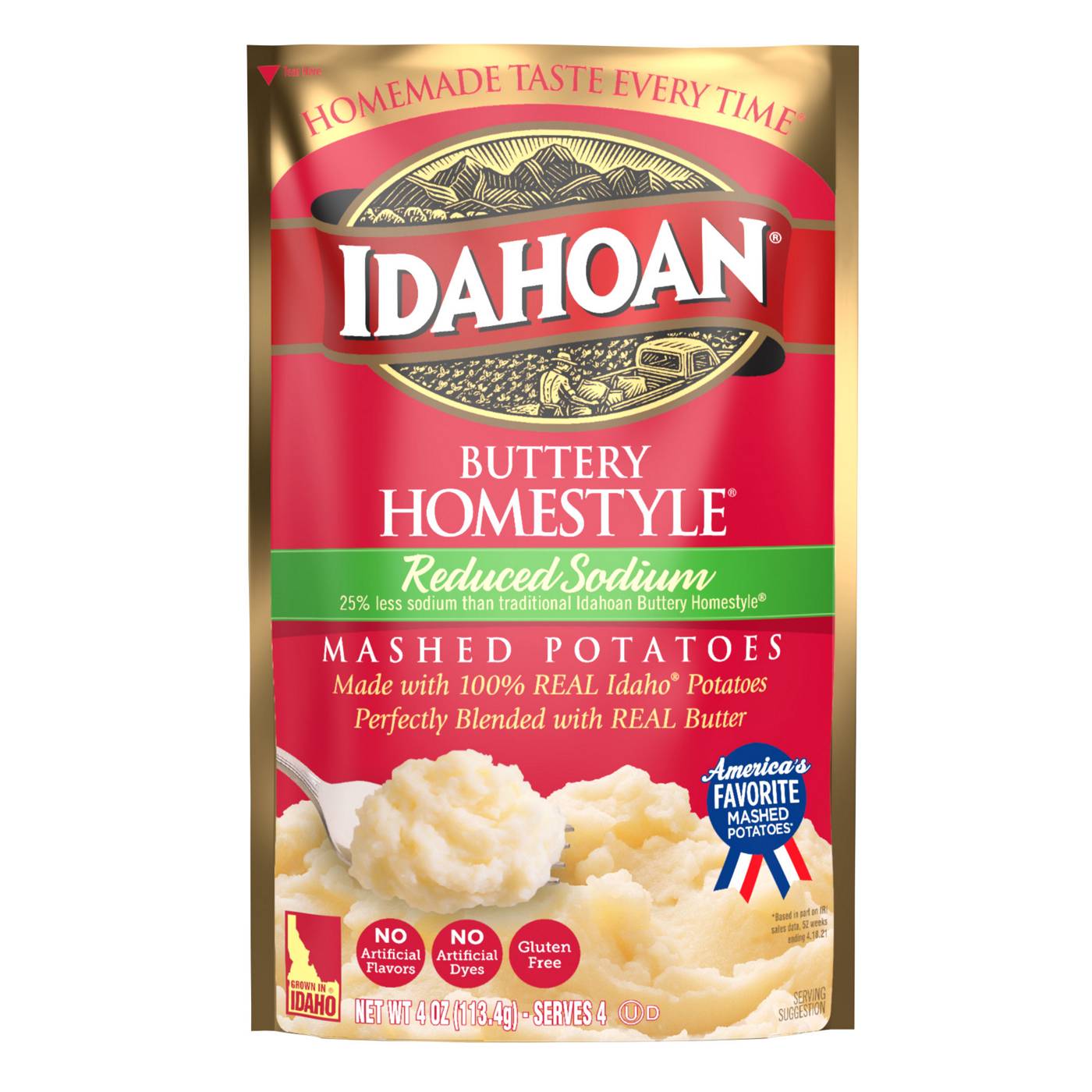 Idahoan Buttery Homestyle Reduced Sodium Mashed Potatoes; image 1 of 4