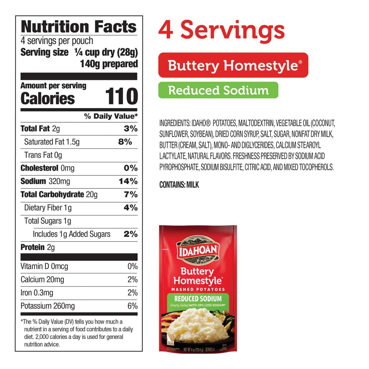 Idahoan Buttery Homestyle Reduced Sodium Mashed Potatoes; image 3 of 4