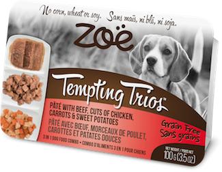 Zoe Tempting Trios Pate with Beef Chicken & Carrots Dog Food; image 1 of 2