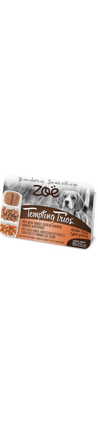 Zoe Tempting Trios Pate with Turkey Chicken Carrots Dog Food