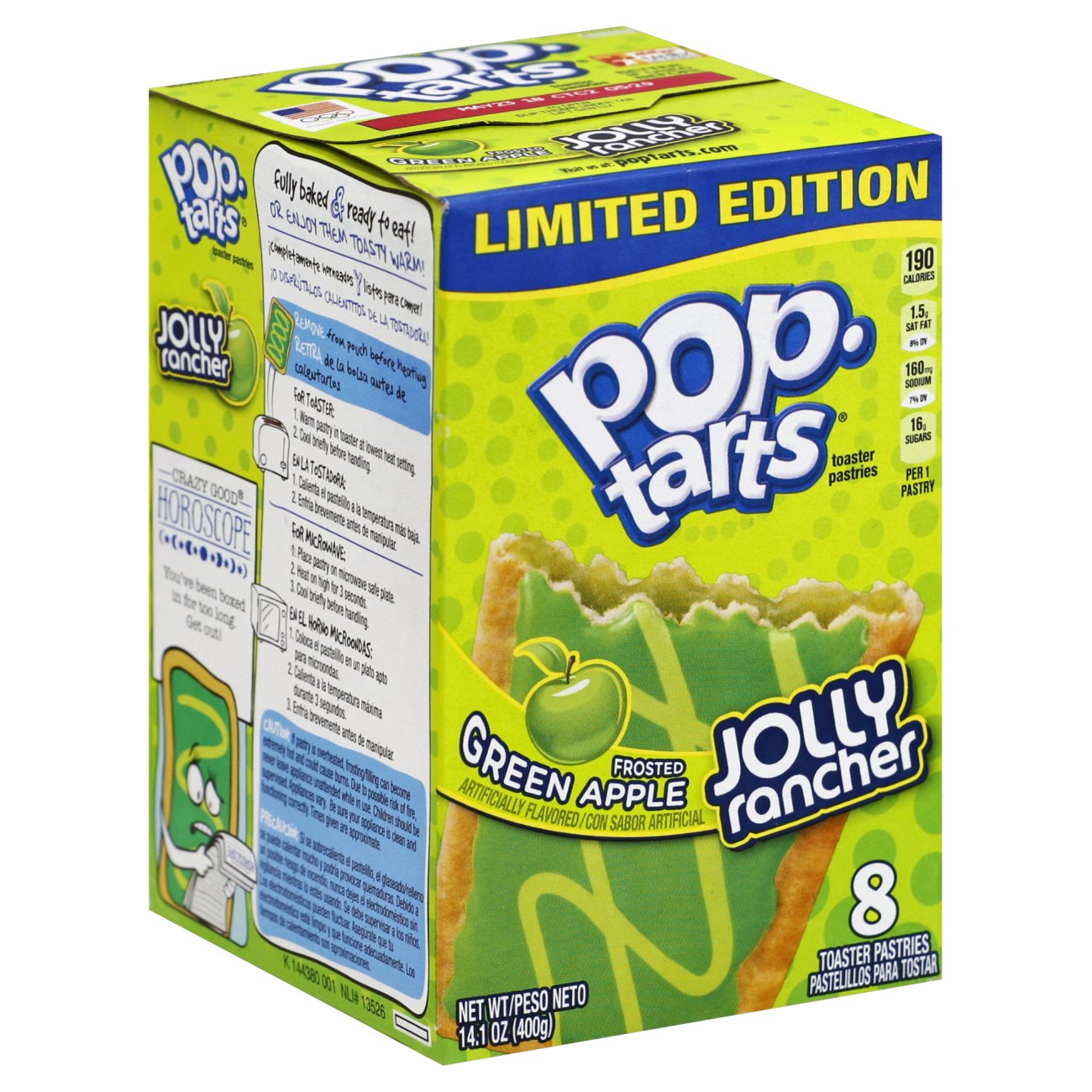 Kellogg's PopTarts Frosted Jolly Rancher Green Apple Toaster Pastries