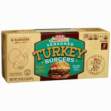 H-E-B Frozen Seasoned Turkey Burger Patties, 8 ct