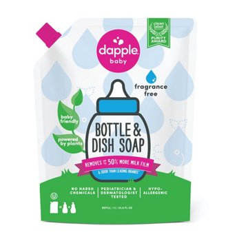 Dapple Baby Fragrance Free Bottle & Dish Soap Refill, 34 oz